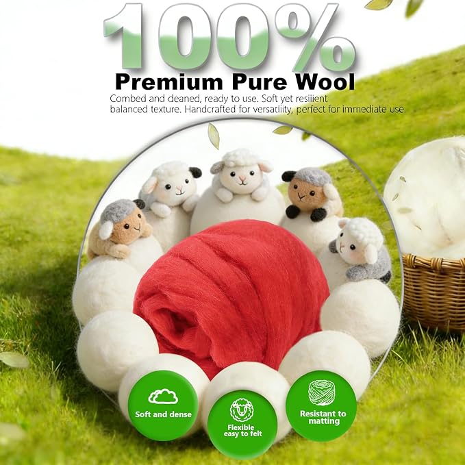 Wool Roving-3.5oz Needle Felting Wool, Soft Multi-Color Wool Fiber, Perfect - Image 5
