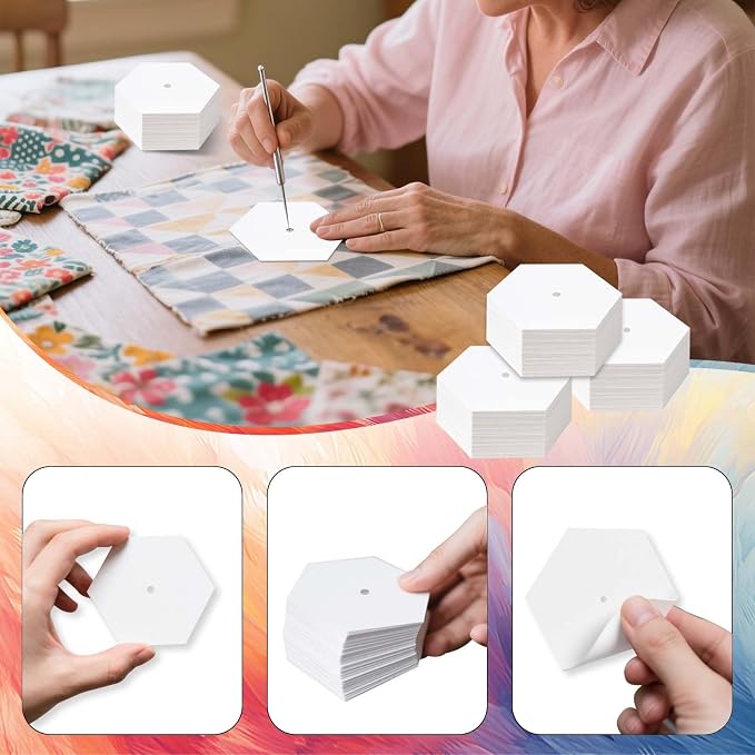 480 PCS 1.5" Piecing Paper for Quilting, Hexagon Quilting Templates | for DIY - Image 3