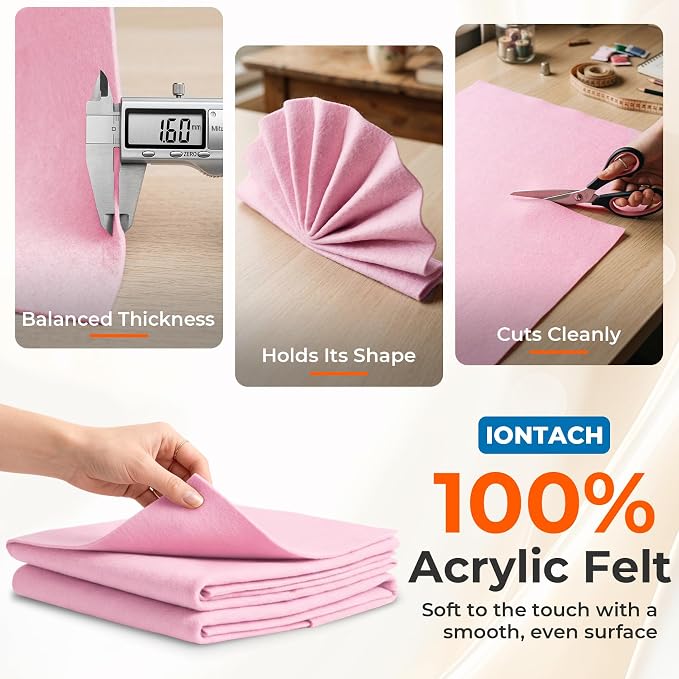 IONTACH 18" X 18" Soft Felt Sheets 1.6mm Thick | Acrylic Felt Fabric Sheets - Image 3