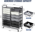Rolling Storage Cart with Drawers, Storage Organizer Cart with Wheels and - Image 3
