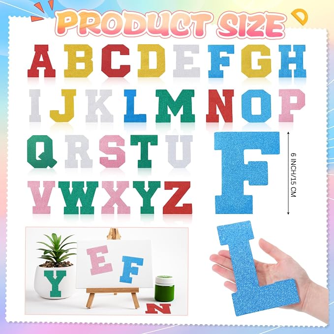 WILLBOND 52 Pcs Glitter Foam Alphabet Letters - Image 3
