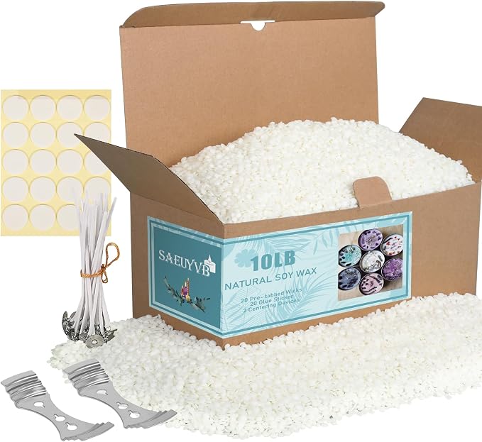 SAEUYVB Natural Soy Candle Wax for Candle Making, 10lb Bag, Premium Granular by SAEUYVB
