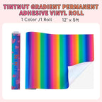 Tintnut Gradient Permanent Vinyl Roll 12in x 5ft Rainbow Adhesive Vinyl | Ombre - Image 2