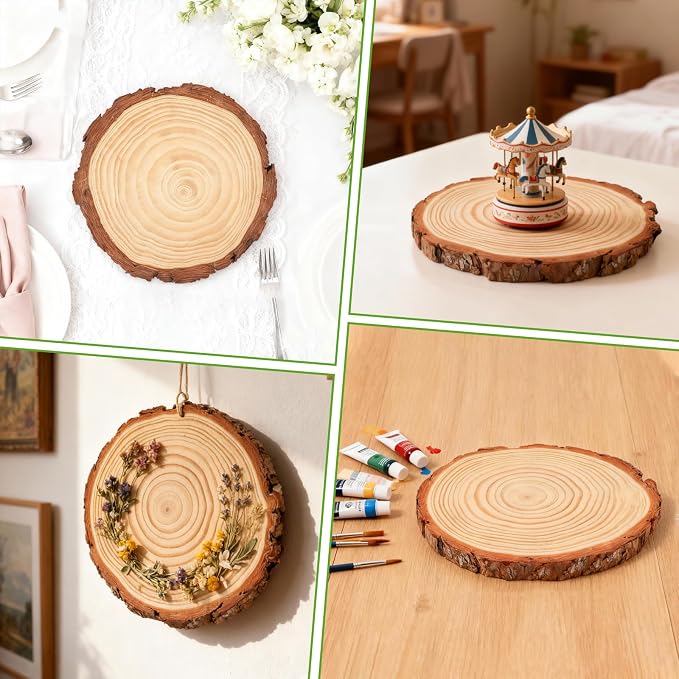 FSWCCK 10 Pack Nature Unfinished Round Wood Slices, 7-7.8 Inches Wooden Circle - Image 5