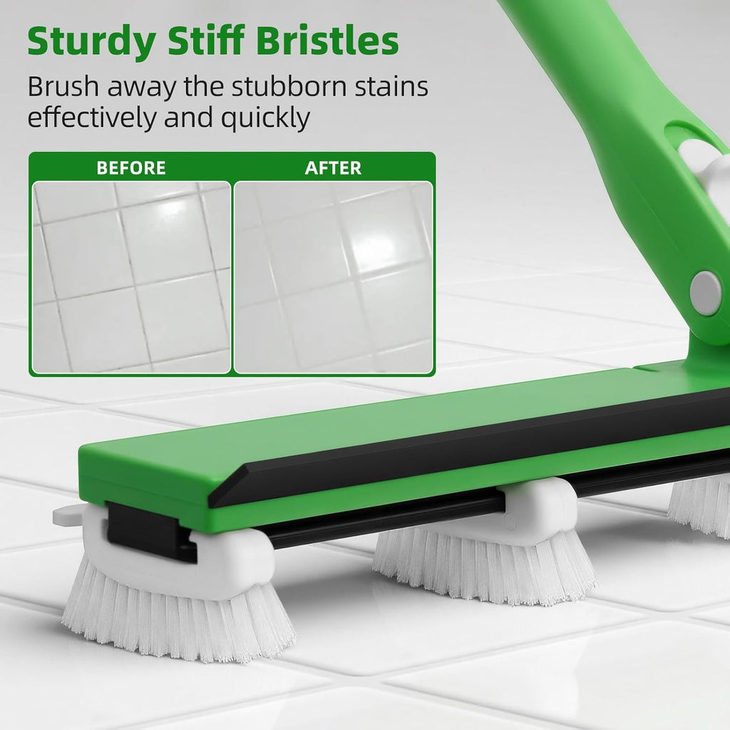 Grout Cleaner Brush with 66'' Long Handle Stiff Bristle Multi-Line Cleaner Adjustable Heads Grout Scrub Crevice Cleaning Brush for Tile Floor, Shower, Bathroom, Kitchen, Wall