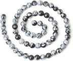 60PCS 6mm Natural Black Snowflake Obsidian Gemstone Round Loose Beads Stone - Image 2