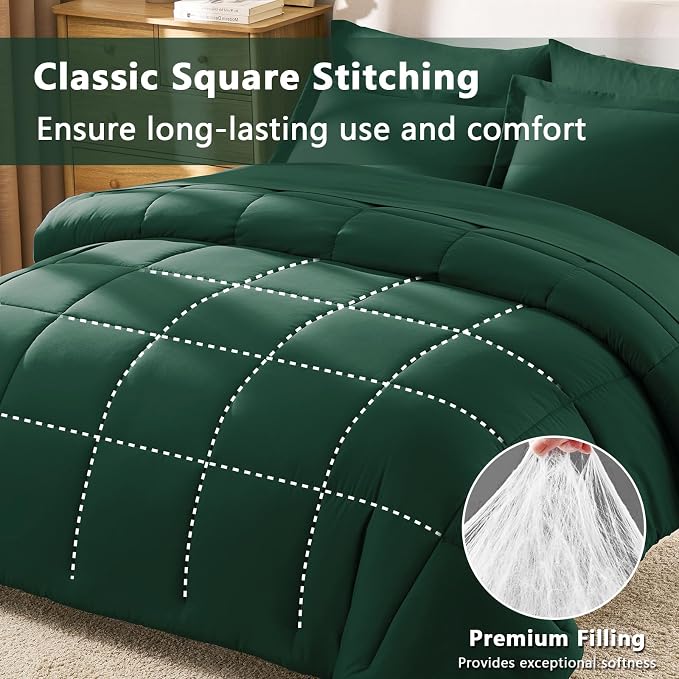 CozyLux Twin XL Comforter Set Emerald Green - Image 4