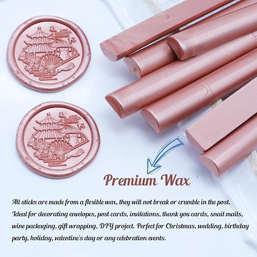 Rose Gold Sealing Wax Sticks, HOSEALING 10pcs Glue Gun Sealing Wax Sticks - Image 2