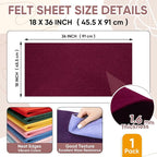 Soft Felt Fabric Sheet 18" x 36", 1.6mm Acrylic Craft Felt, Burgundy | Soft - Image 3