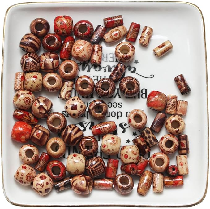 500pcs Mixed Painted Drum Wood Spacer Beads, BetterJonny Barrel Wood Beads - Image 5