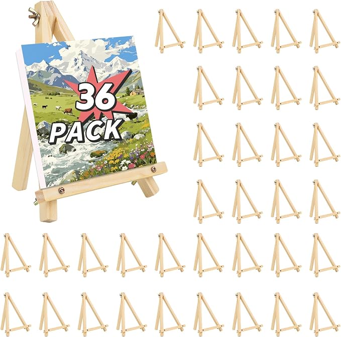 36 Pack 9 Inch Easel for Painting, Wooden Easel Stand Canvas Stand for Sign by WSICSE