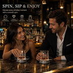 Rotating Whiskey Glass with Large Ice Ball Mold, Single Spinning Crystal - Image 2