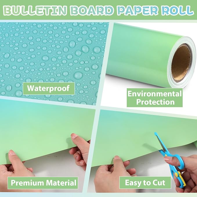 Qyeahkj 17.7in x 20ft Bulletin Board Paper Roll Bulletin Board Background Paper - Image 3