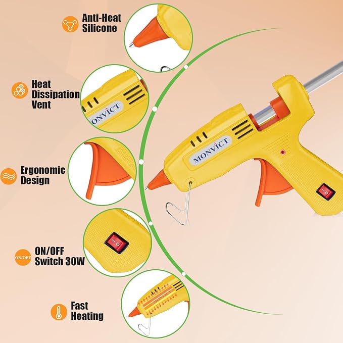 MONVICT 30W Mini Hot Glue Gun Kit, Fast Preheating Glue Gun，Storage Case | 20 - Image 2