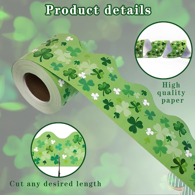 69 Feet St Patricks Day Bulletin Board Decorations Lucky Green Shamrock Clover - Image 3