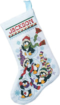 Janlynn 80-0477 Penguin Joy Stocking Counted Cross Stitch Kit, Light Blue by Janlynn
