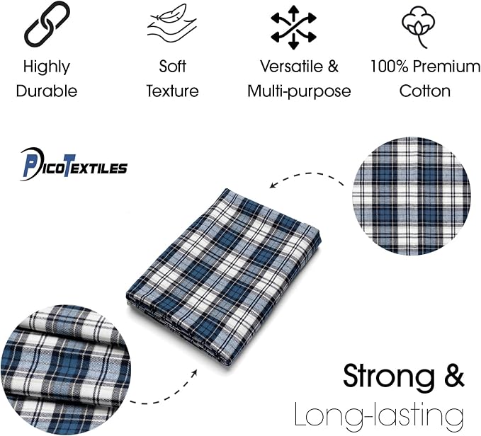 Pico Textiles 3 Yards Bolt Blue and White Tartan Plaid Flannel Fabric - Image 5