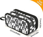 Chess Checkered Plaid Pencil Case Box Boys Girls Large Pencil Pouch Zipper - Image 7