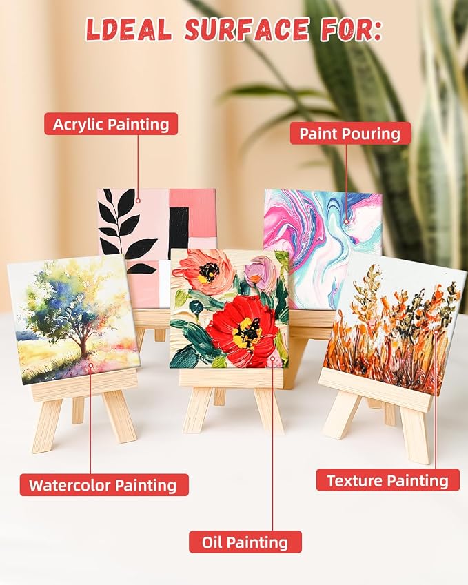 Simetufy 12 Pack 8x8 Inch Painting Canvas Panels Square Boards - Image 6