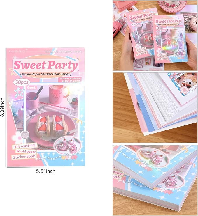 Girl's Korean Retro Sticker Book, Dessert Party Theme - Image 7