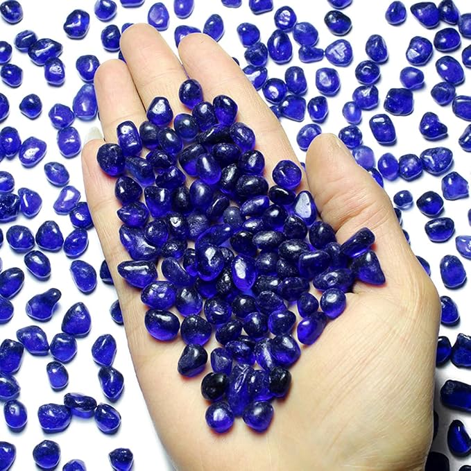 WAYBER Glass Stones, 1Lb/460g Irregular Sea Glass Pebbles Non-Toxic Artificial - Image 5