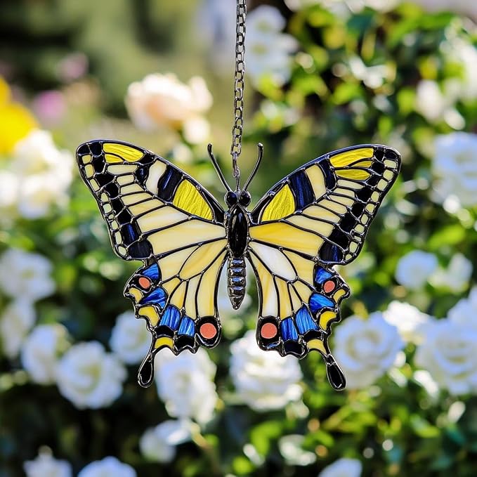 Yellow Swallowtail Butterfly Suncatcher Acrylic Window Hangings Christmas by Unknown