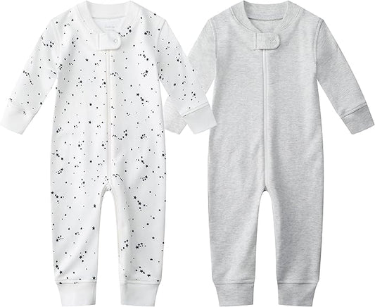 Owlivia Organic Cotton Baby Boy Girl Zip up Sleep 'N Play Pjs, Footless, Long Sleeve