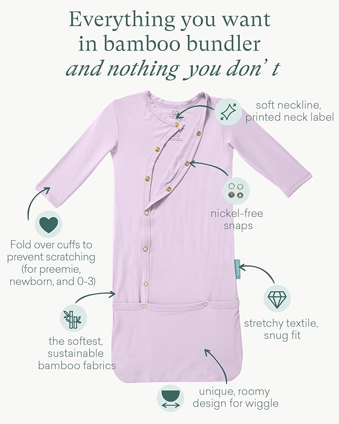 PurComfy Supersoft Baby Sleeper Gowns, Premium Bamboo Viscose Infant Nightgown Sleepers Preemie Newborn Snap Bundler