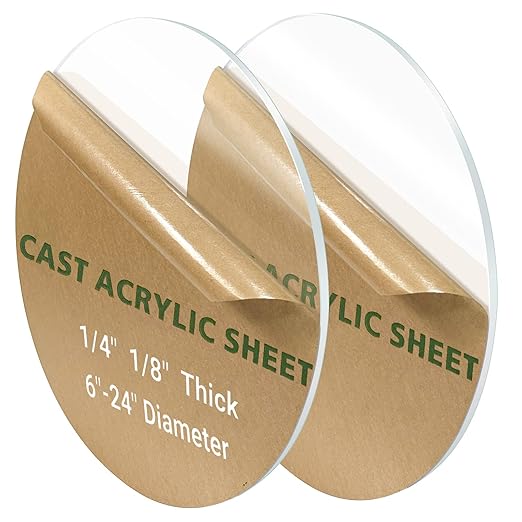 2 Pieces 1/8" Round Plexiglass Sheet, 18 Inch Diameter Clear Acrylic Circle by KurtsCardCare