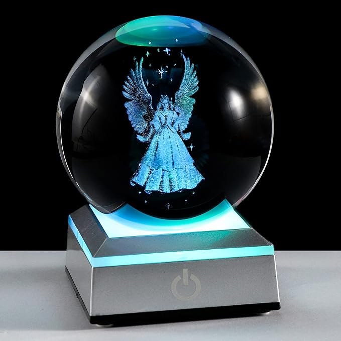 Ornalrist 3D Guardian Angel Figurines K9 Crystal Ball by Ornalrist