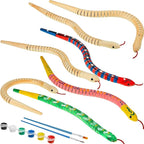 BBTO 60 Pieces Wooden Snake Bulk Jointed Flexible Unfinished Wooden Wiggly Snake by BBTO