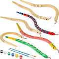 BBTO 80 Pieces Wooden Snake Bulk Jointed Flexible Unfinished Wooden Wiggly Snake by BBTO