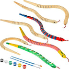 BBTO 80 Pieces Wooden Snake Bulk Jointed Flexible Unfinished Wooden Wiggly Snake by BBTO