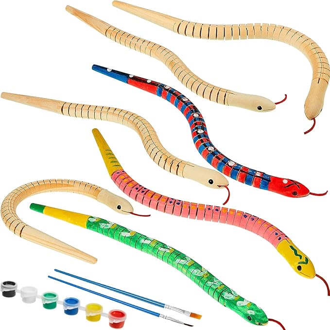 BBTO 120 Pieces Wooden Snake Unfinished Wooden Wiggly Snake Jointed Flexible by BBTO