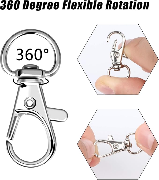 100PCS Swivel Snap Hooks with Key Rings, Lanyard Lobster Claw Clasps - Image 5