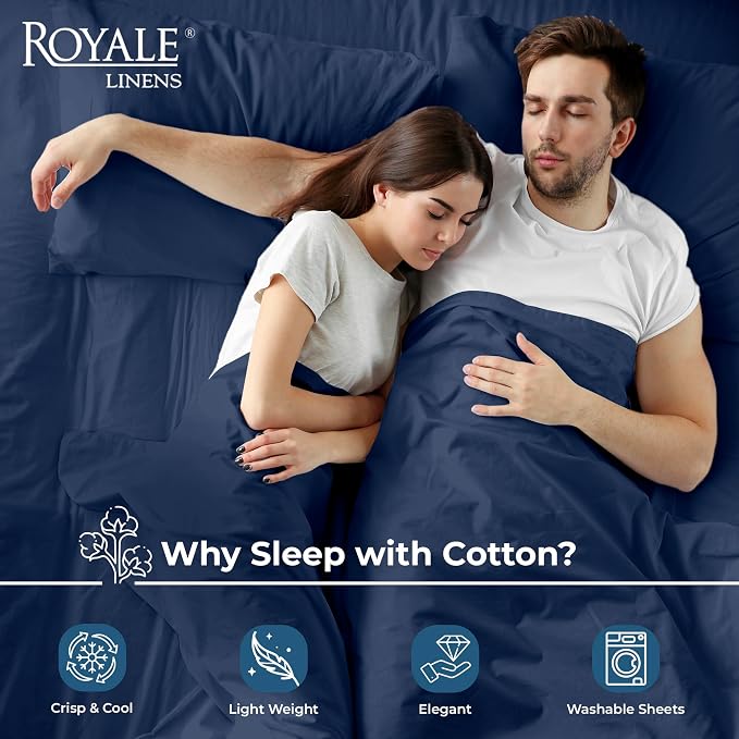 Royale Linens 100% Organic Cotton King Flat Sheet Only - Image 3