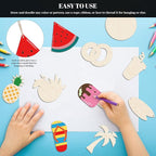 Subacy 80 PCS Unfinished Wood Cutouts 10 Styles DIY Wooden Summer Ornaments - Image 4