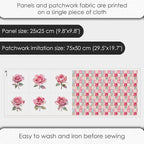 Cotton Fabric Panel – Single Continuous Patchwork Rose Panel, Featuring 6 - Image 2