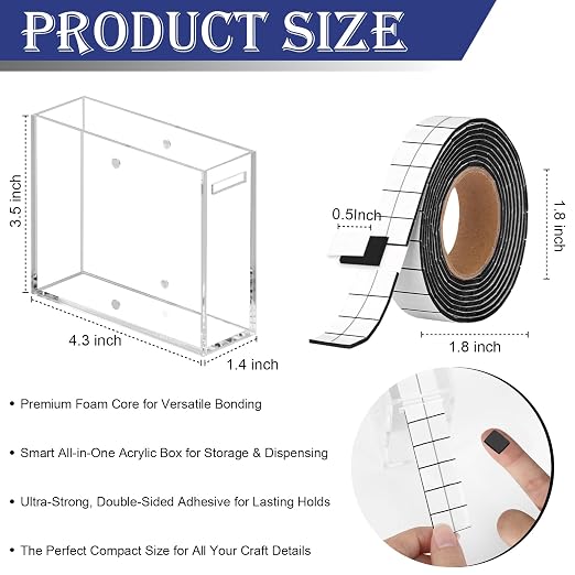 Double Sided Foam Tape for Crafts 0.4 X 0.5 in Pre Cut Double Sided Foam - Image 2