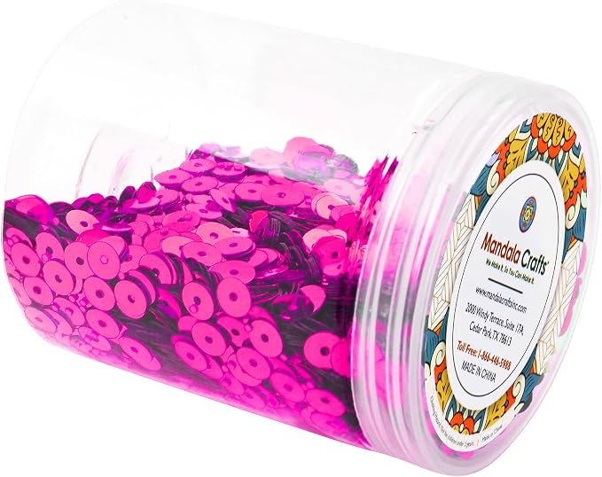 Mandala Crafts 6mm Flat Round Hot Pink Sequins - Image 4