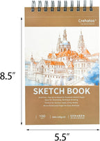 Crehatos 5.5" x 8.5" Small Sketch Book, Top Spiral Bound Sketch Pad, 100 Sheets - Image 4