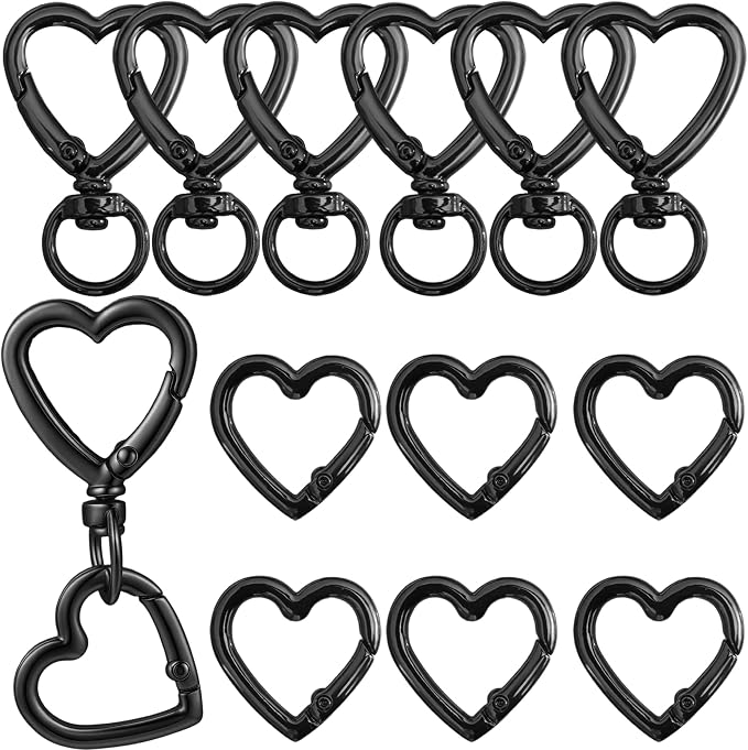 12 Pcs Heart Swivel Spring Clasps，Metal Spring Key Chain Hook Clasps，Clip - Image 7
