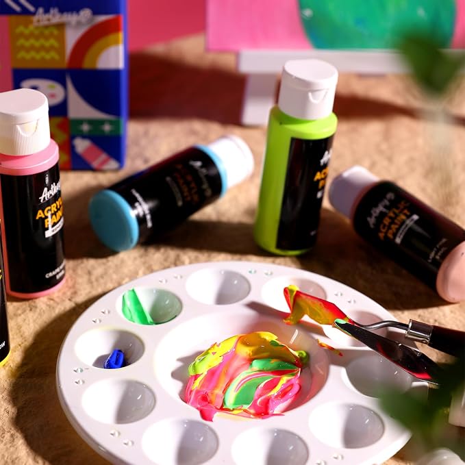 Artkey Acrylic Paint Set, 16 Colors 2 oz/59 ml Acrylic Paint Kit - Image 7