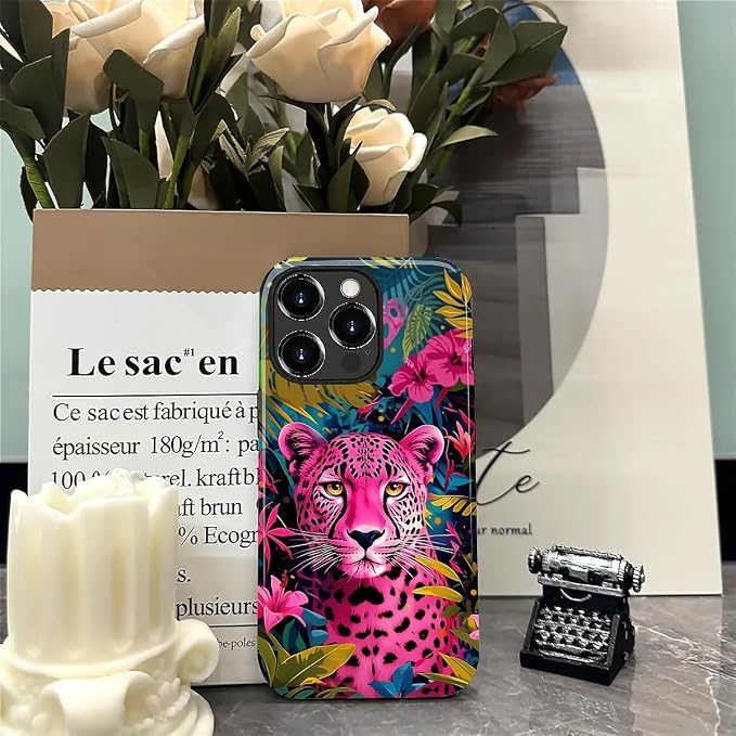 ZHEGAILIAN Case for iPhone 15 Pro, Panther Leopard Flower Durable Shockproof - Image 7