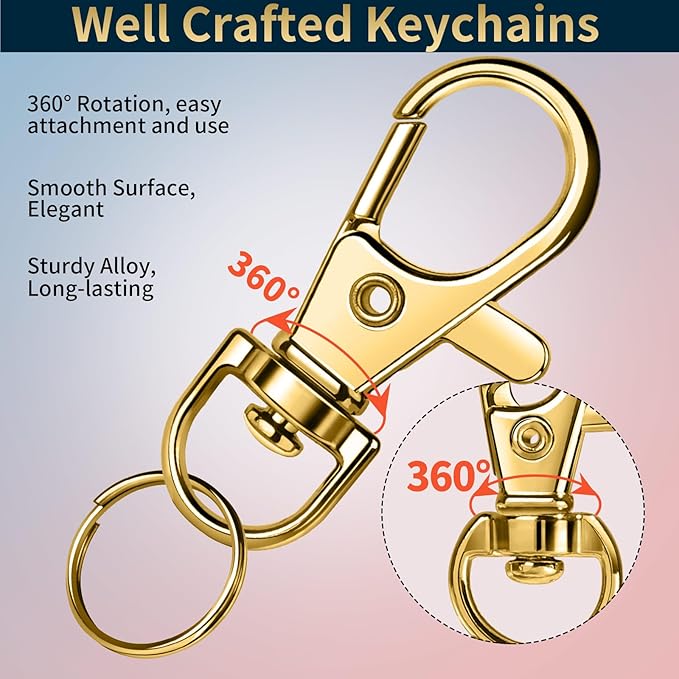 LEOBRO 60 PCS Swivel Snap Hooks and Key Rings, Keychain Clips and Key Chain - Image 3