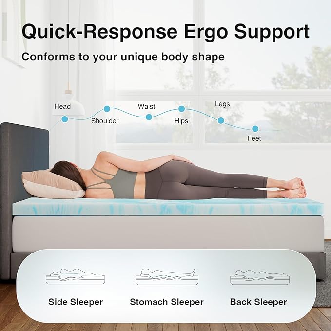 Novilla Memory Foam Mattress Topper Queen - Image 5