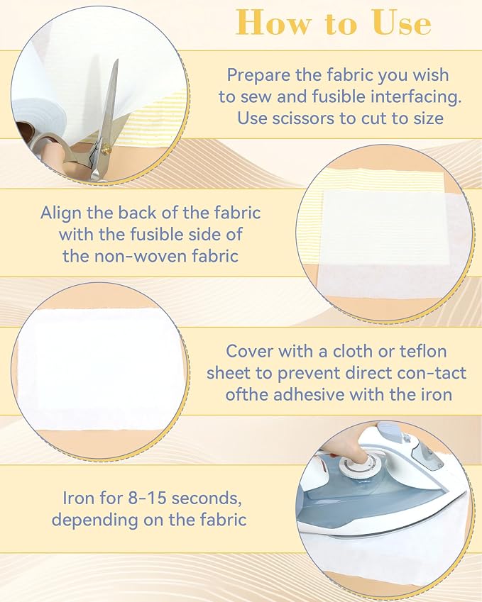 FIVEIZERO Fusible Interfacing for Sewing, 17in x 30yd Medium Weight Iron on - Image 4