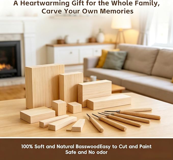 Basswood Carving Blocks: 16 Pieces in 5 Sizes - Image 6