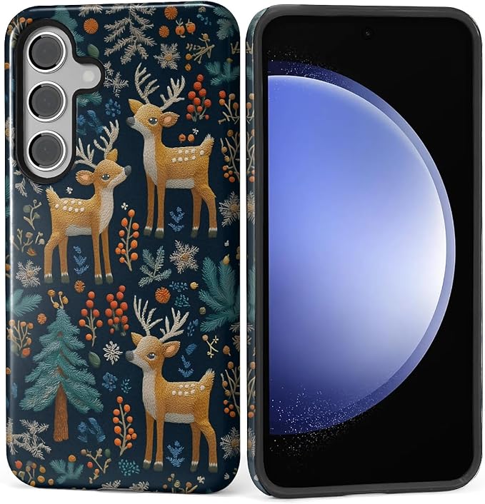 Case for Samsung Galaxy S25 Plus Case, Cute Christmas Reindeer Design Hybrid by Kapadiy