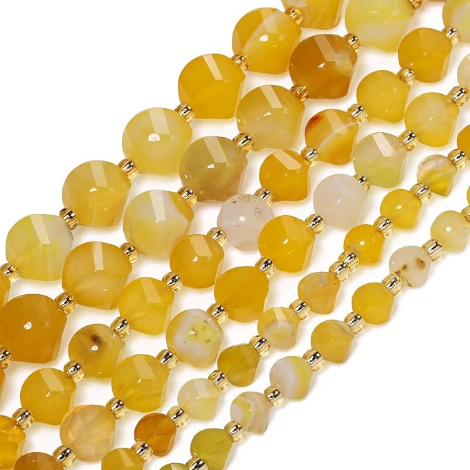 34pcs Natural Yellow Striped Agate Stone Beads - Image 6